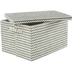 Boîte de rangement rectangulaire décor zig zag noir blanc