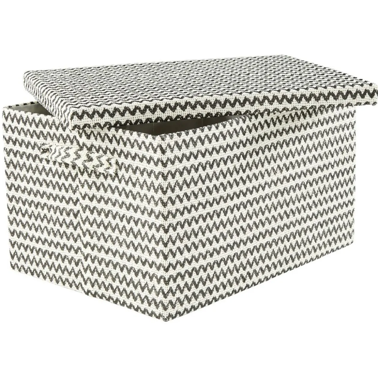 Boîte de rangement rectangulaire décor zig zag noir blanc