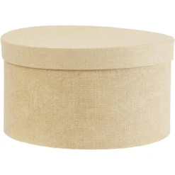 Boîte de rangement ronde beige Ø22xH12cm