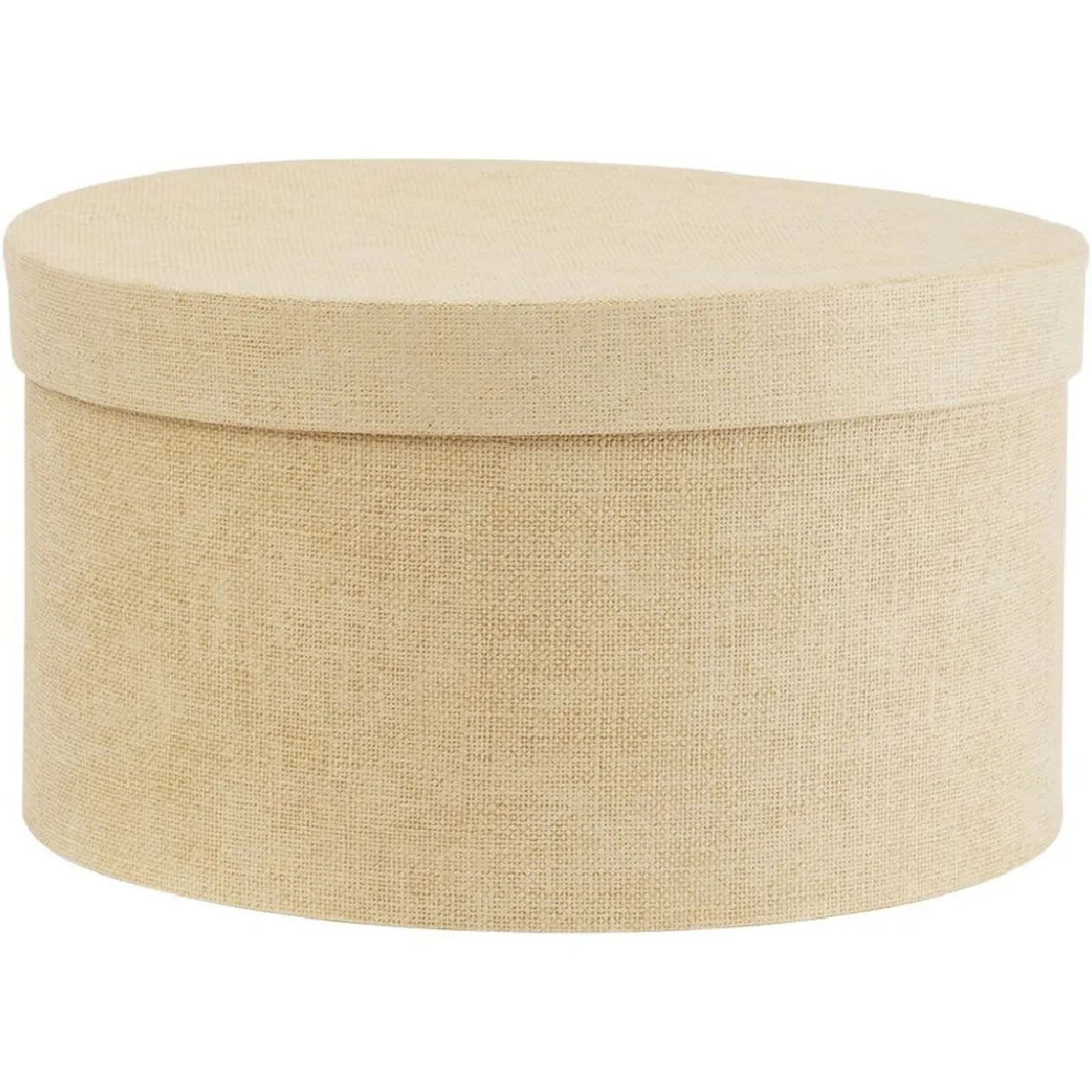 Boîte de rangement ronde beige Ø22xH12cm