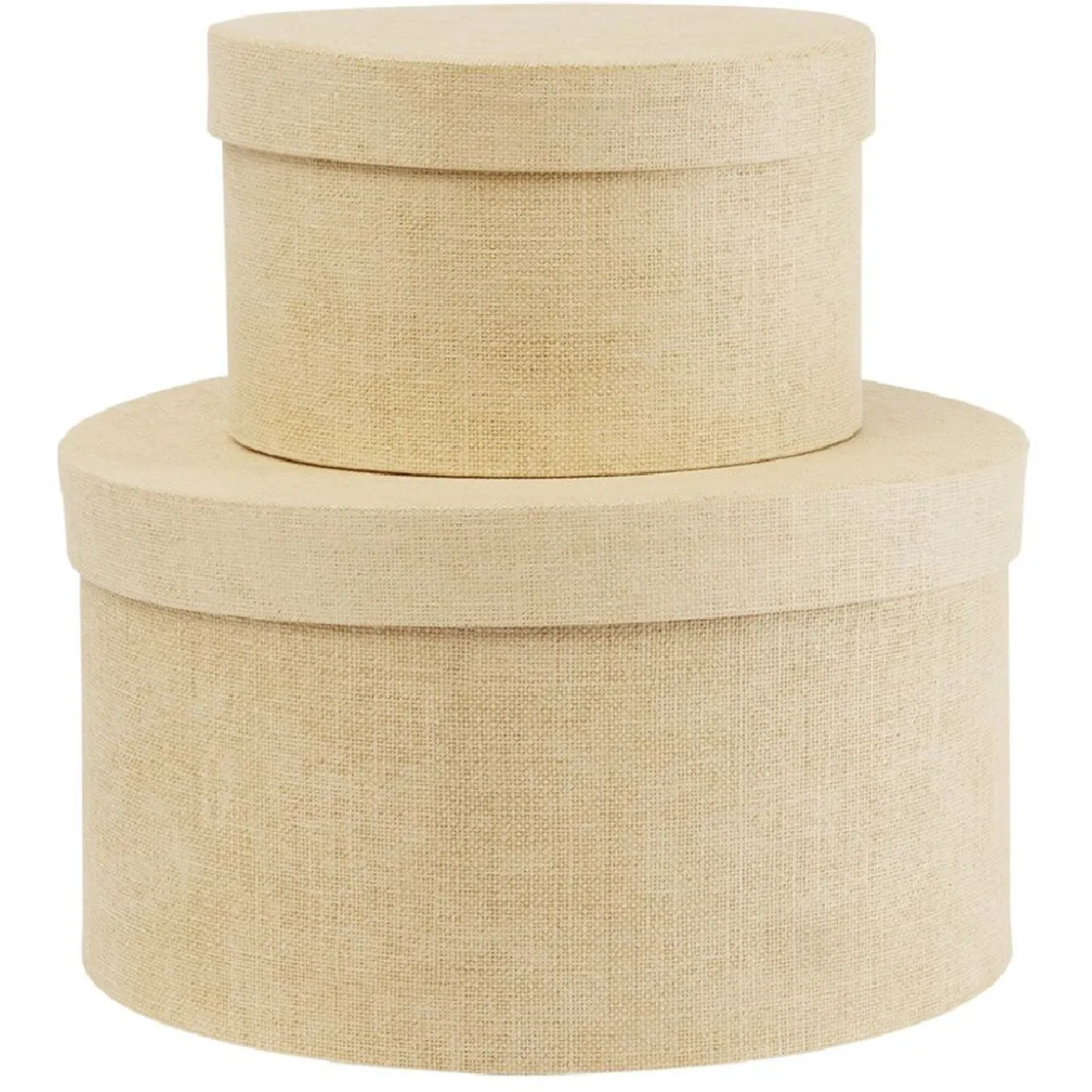 Boîte de rangement ronde beige Ø15xH9cm