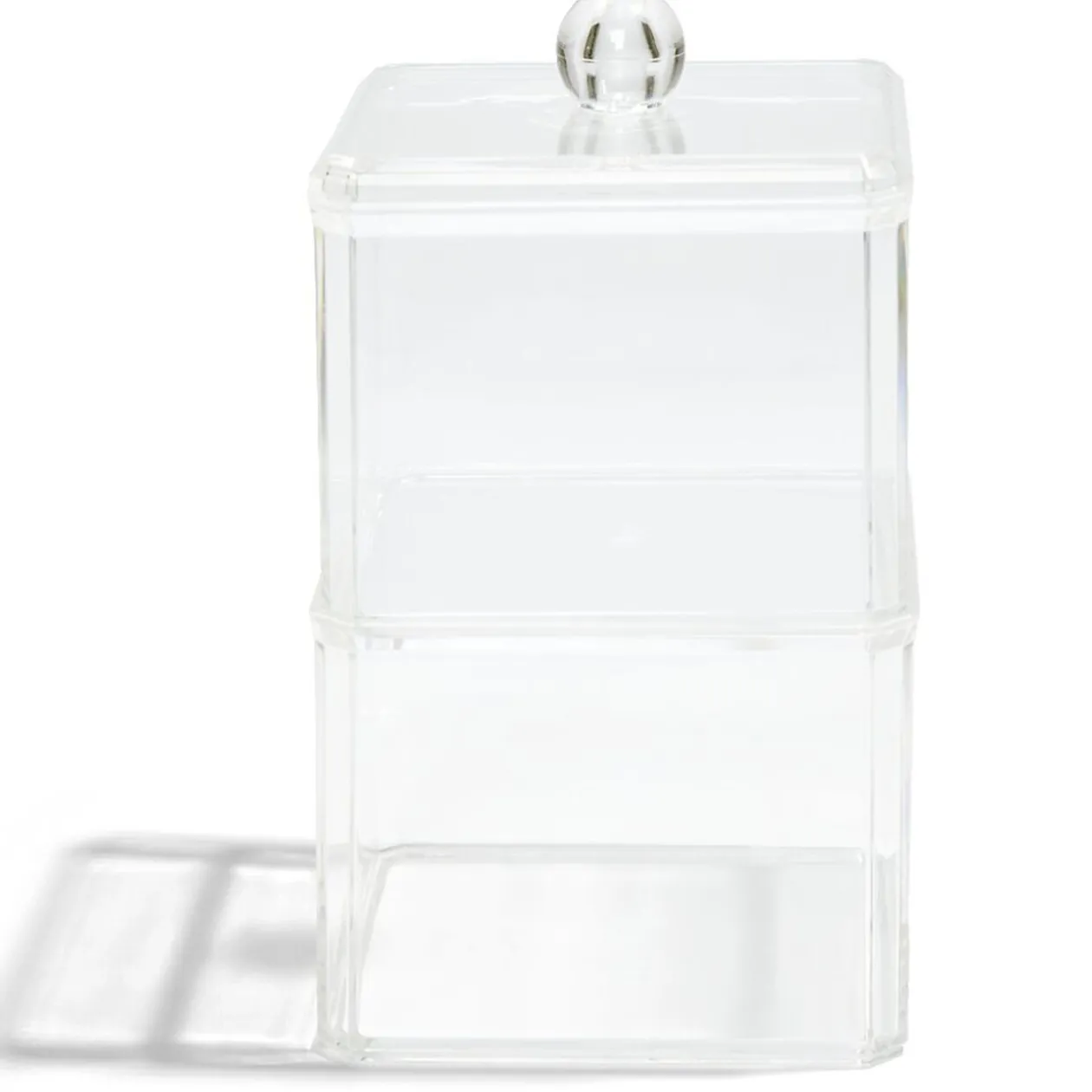 Boîte de rangement salle de bain 2 compartiments 9,3x9,3xH15,5cm