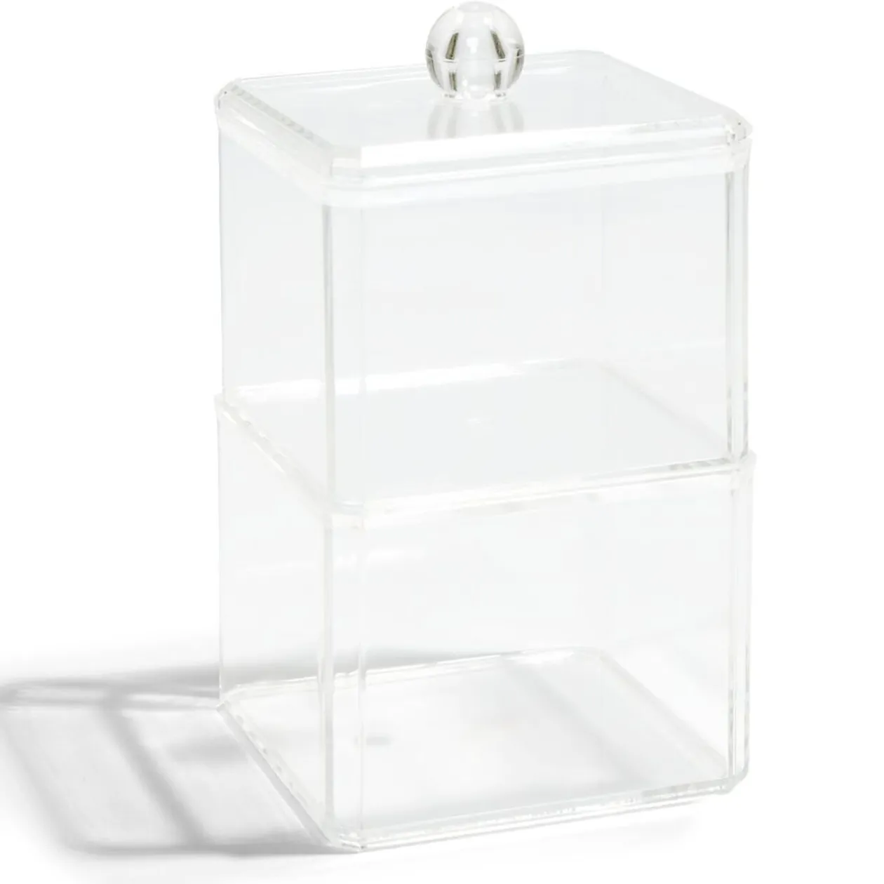 Boîte de rangement salle de bain 2 compartiments 9,3x9,3xH15,5cm