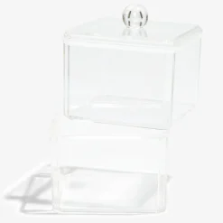 Boîte de rangement salle de bain 2 compartiments 9,3x9,3xH15,5cm