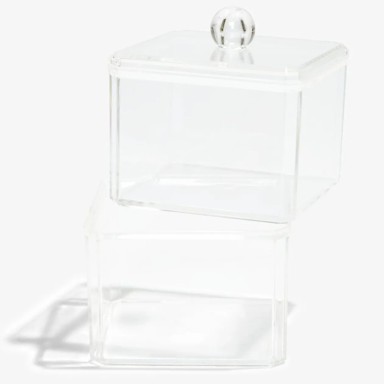 Boîte de rangement salle de bain 2 compartiments 9,3x9,3xH15,5cm