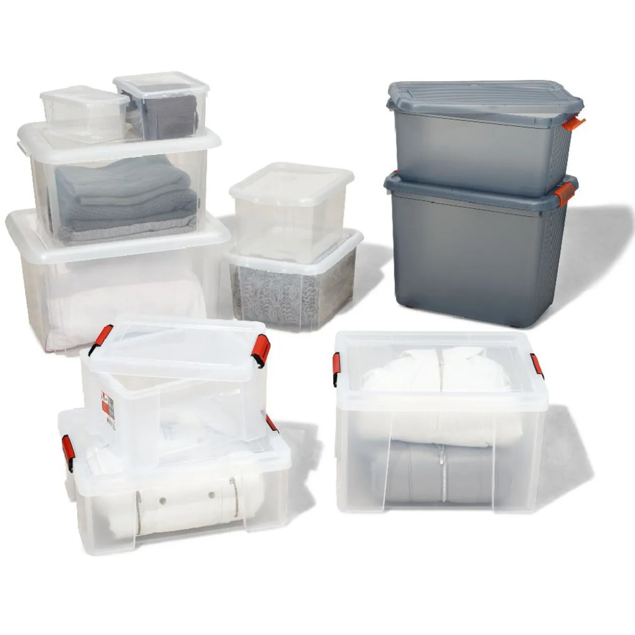 Boîte de rangement transparente à clips 27 L