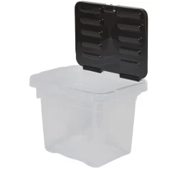 Boîte de rangement transparente à couvercle noir à clips 9 L