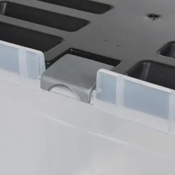 Boîte de rangement transparente à couvercle noir à clips 9 L