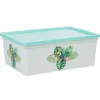 Boîte de rangement transparente et verte motif toucan 11 L