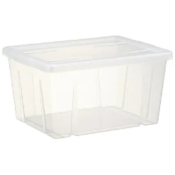 Boîte de rangement transparente avec couvercle 30L