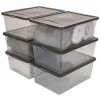 Boîte de rangement transparente couvercle gris 10 L x6