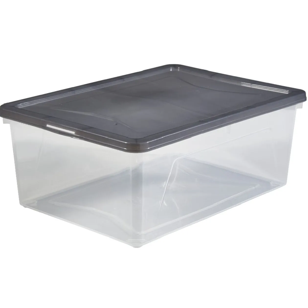Boîte de rangement transparente couvercle gris 10 L x6