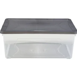 Boîte de rangement transparente couvercle gris 10 L x6