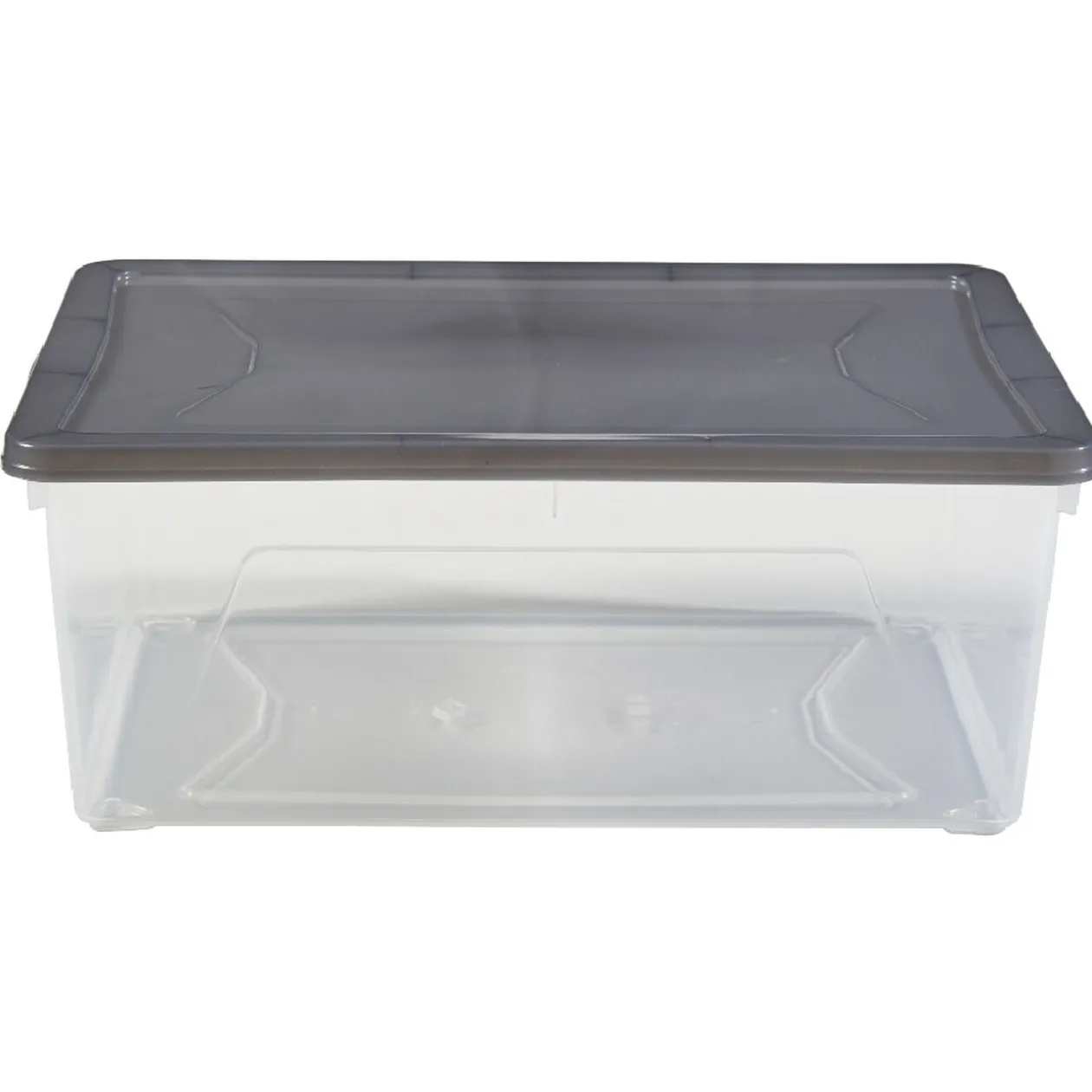 Boîte de rangement transparente couvercle gris 10 L x6