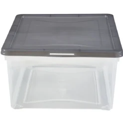 Boîte de rangement transparente couvercle gris 10 L x6