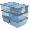 Boîte de rangement transparente couvercle bleu 10 L x6
