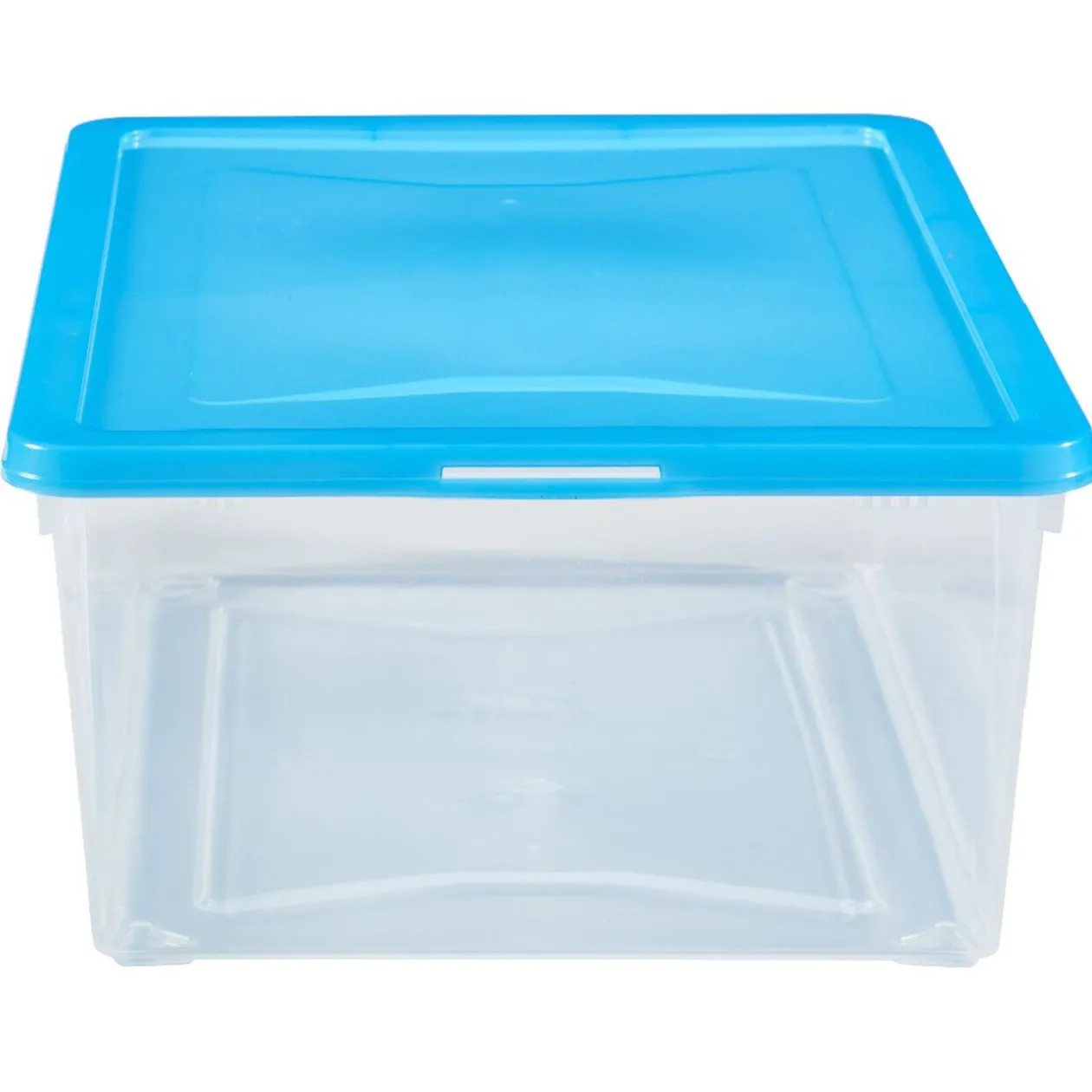 Boîte de rangement transparente couvercle bleu 10 L x6
