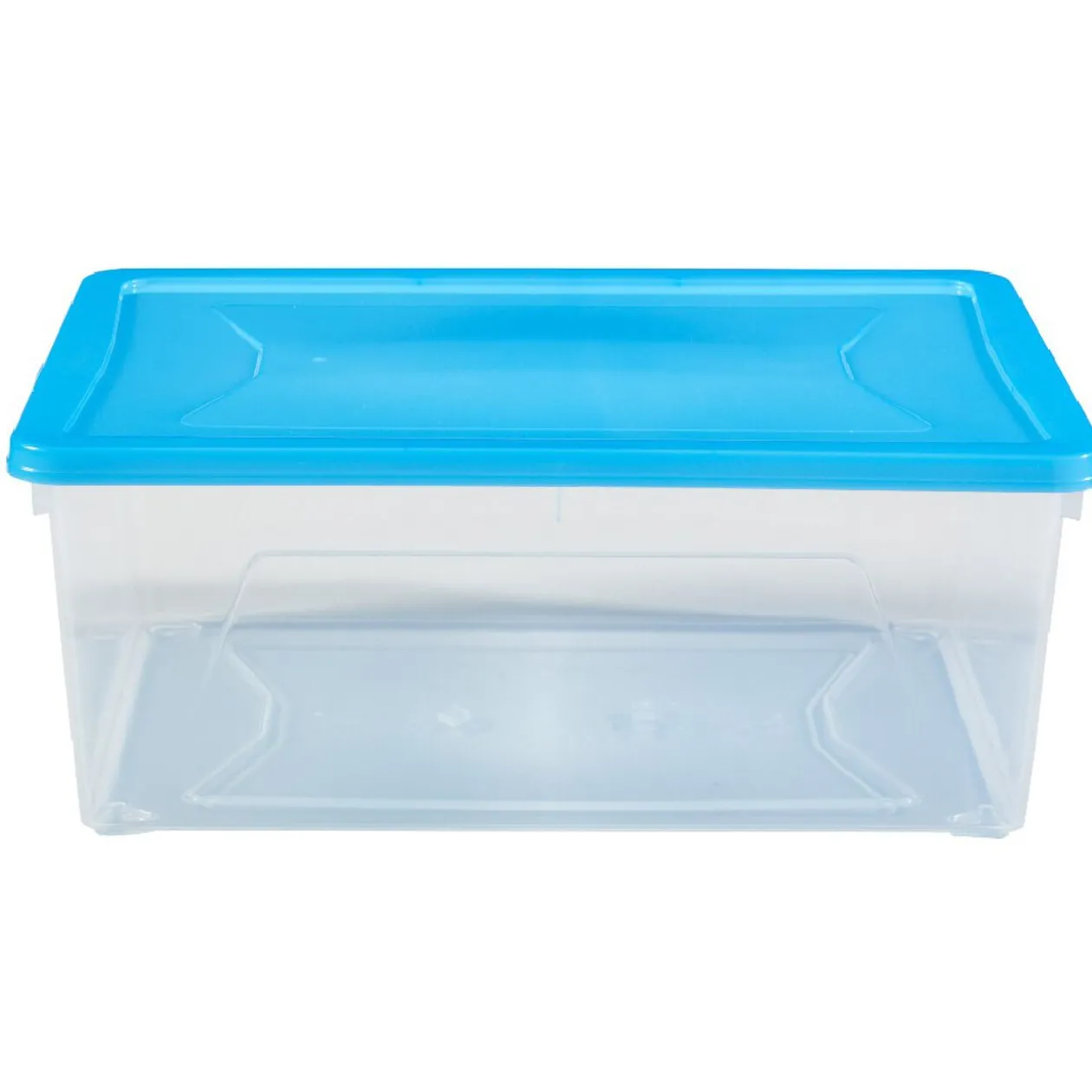 Boîte de rangement transparente couvercle bleu 10 L x6