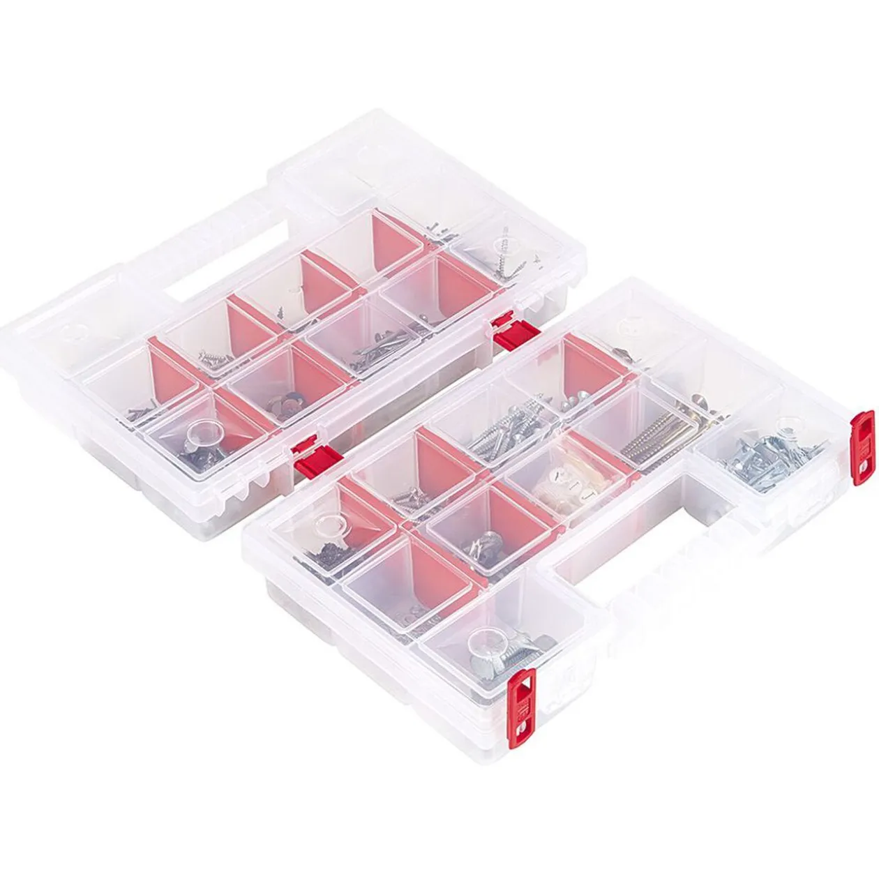 Boîte de rangement transparente avec séparateur amovible orange