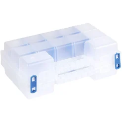 Boîte de rangement transparente avec séparateur amovible orange