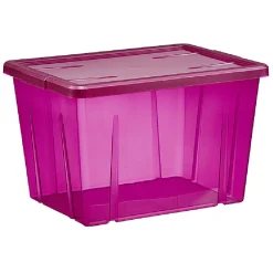 Boîte de rangement violet transparent avec couvercle 18,8L