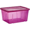 Boîte de rangement violet transparent avec couvercle 30L