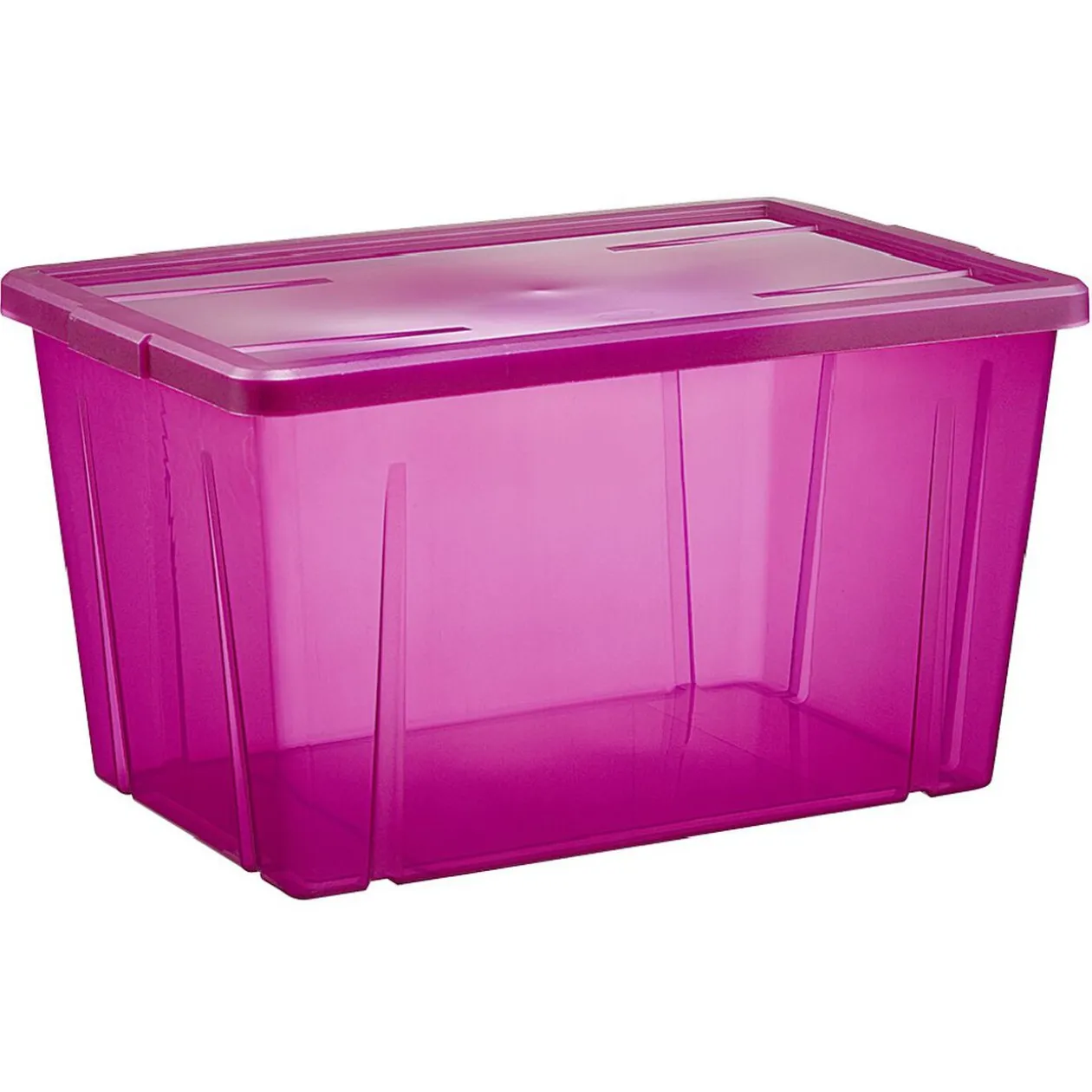 Boîte de rangement violet transparent avec couvercle 54L