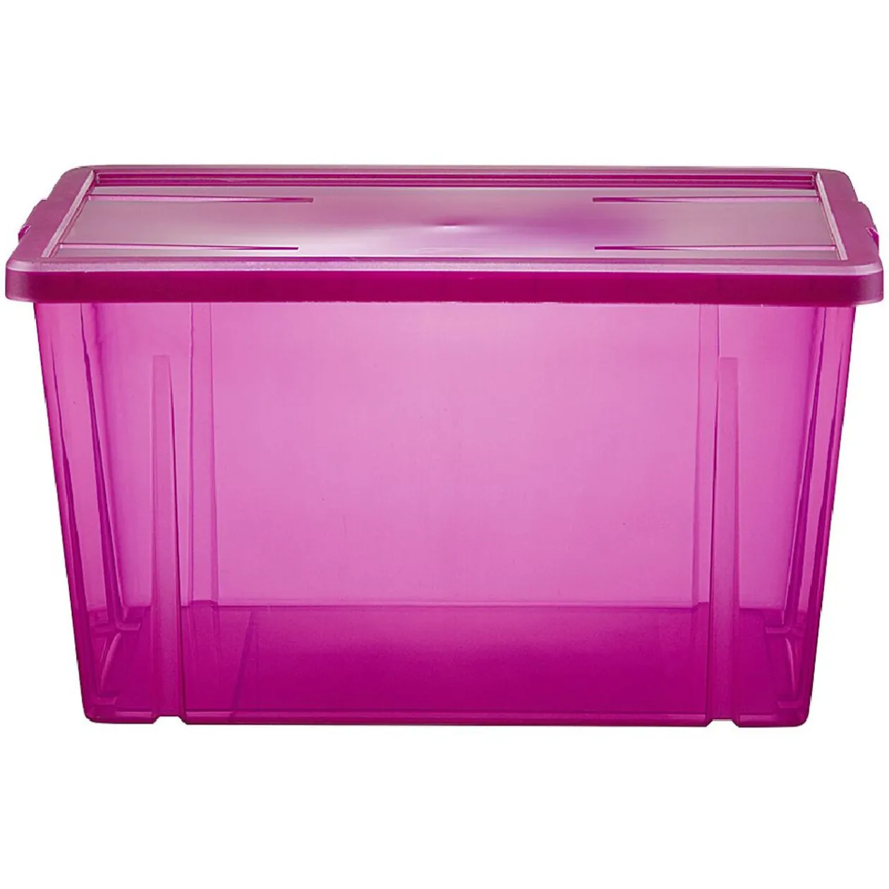 Boîte de rangement violet transparent avec couvercle 54L