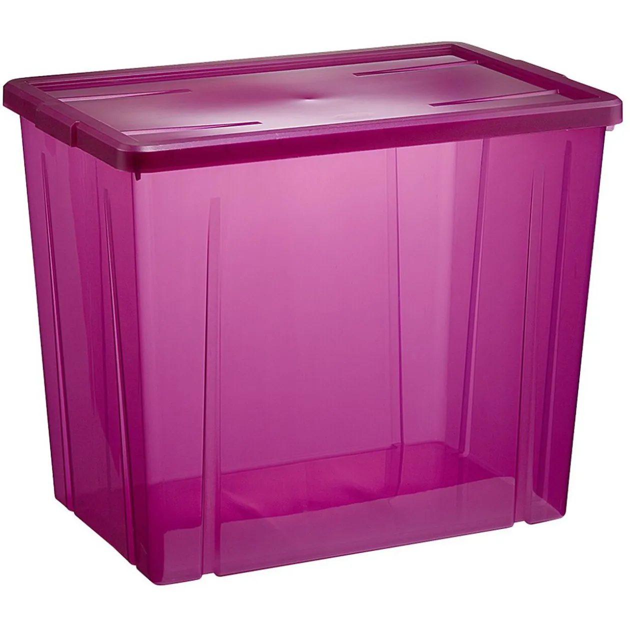 Boîte de rangement violet transparent avec couvercle 82L
