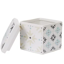 Boîte poubelle à coton blanche carreau de ciment