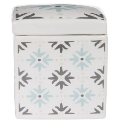 Boîte poubelle à coton blanche carreau de ciment