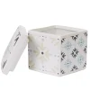 Boîte poubelle à coton blanche motif carreau de ciment