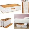 Boîte rangement dessous de lit tissu terrazzo blanc orange 70x40xH18cm