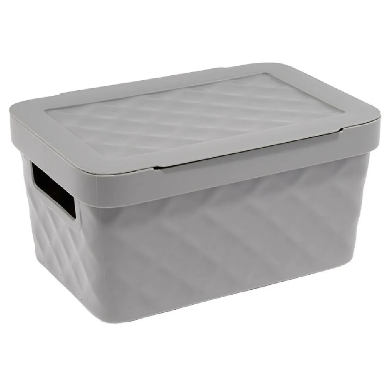 Boîte rangement en plastique gris design relief 4,5L
