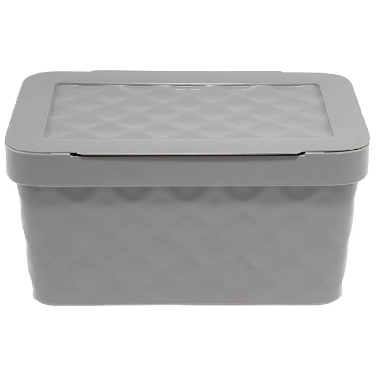 Boîte rangement en plastique gris design relief 4,5L