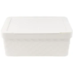 Boîte rangement en plastique blanc design relief 11L