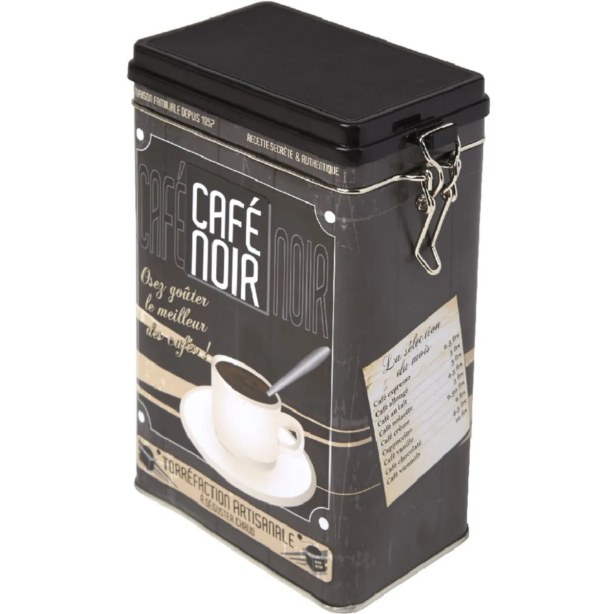 Boîte rectangulaire en métal design café noir