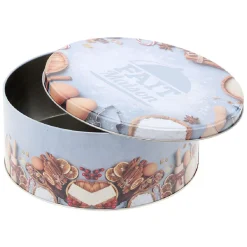 Boîte ronde en métal pour gâteaux de Noël