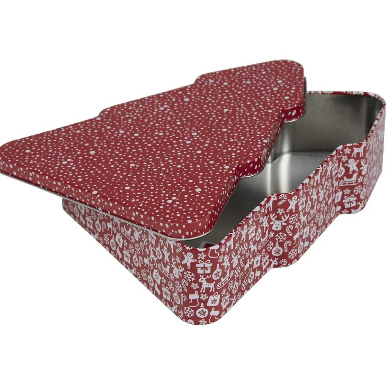 Boîte sapin de Noël rouge étoilé