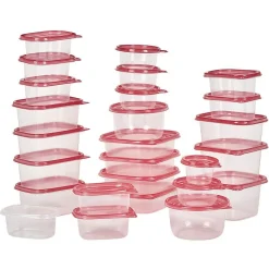 Boîtes alimentaire transparente avec couvercle bleu ou rouge x27