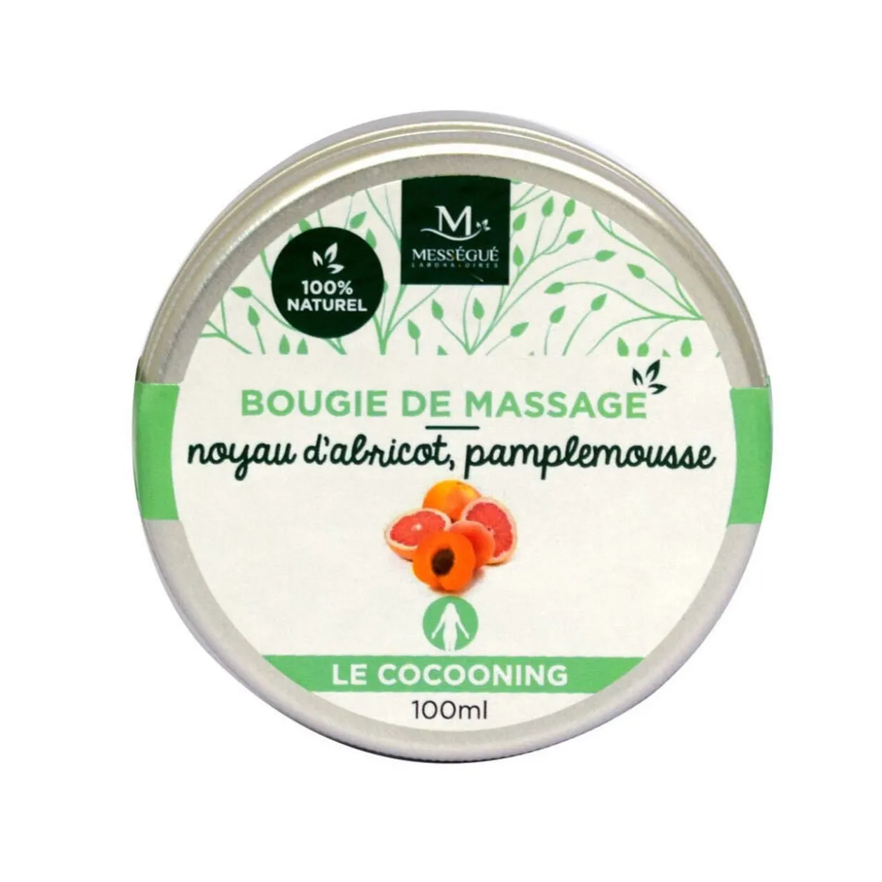 Bougie de massage noyau abricot et pamplemousse