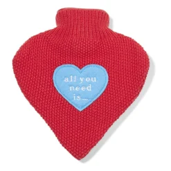 Bouillotte forme coeur effet tricot rouge