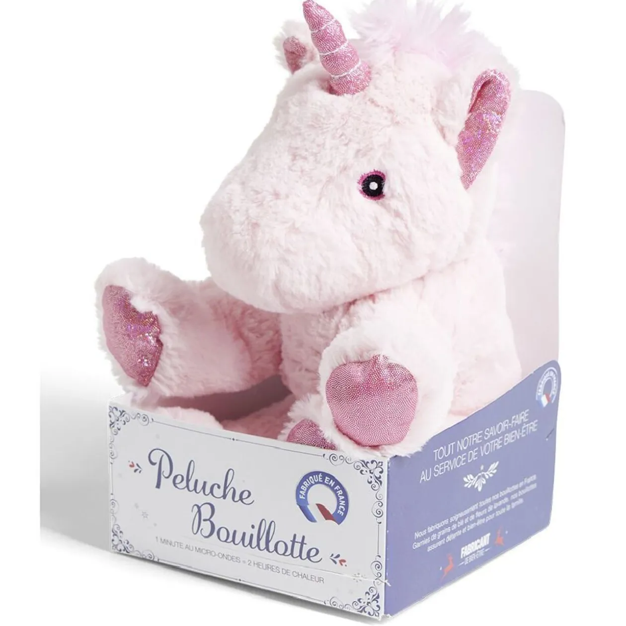 Bouillotte peluche licorne H30x15cm