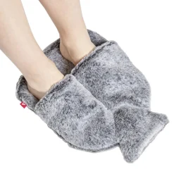 Bouillotte pour pieds 1,8L housse fausse fourrure grise