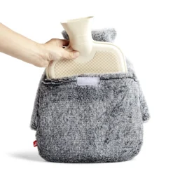 Bouillotte pour pieds 1,8L housse fausse fourrure grise