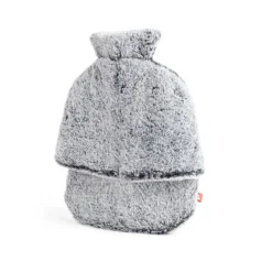 Bouillotte pour pieds 1,8L housse fausse fourrure grise
