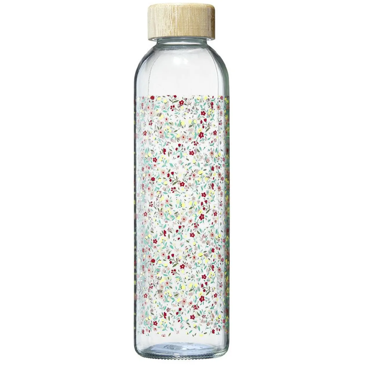 Bouteille en verre 730 ml motif floral multicolore