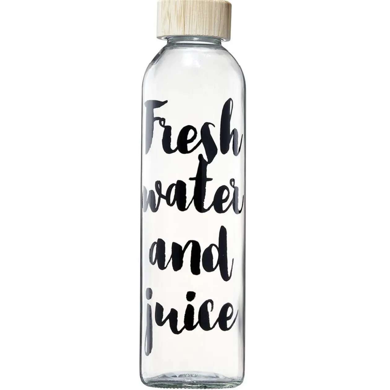 Bouteille en verre inscription noire avec bouchon en bambou 730 ml