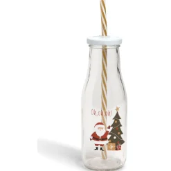 Bouteille en verre 450ML avec paille