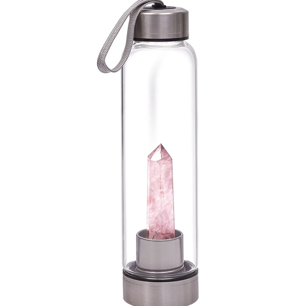 Bouteille en verre quartz rose H.24 cm